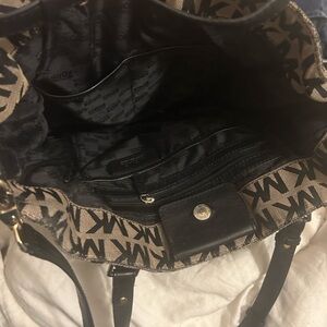 Michael Kors Black and Brown Signature Shoulder Bag